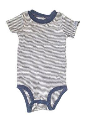 🐲3 FOR $9🦄 Carter's Navy Striped Short Sleeve Unisex Bodysuit Onesie Top Shirt